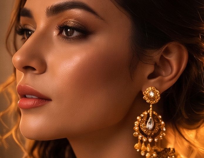 Portrait of a model with gold earrings